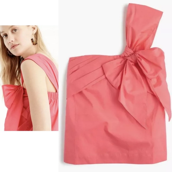 NWT J crew One-shoulder bow top wildflower pink 6 100% Cotton G7721 - Picture 5 of 10